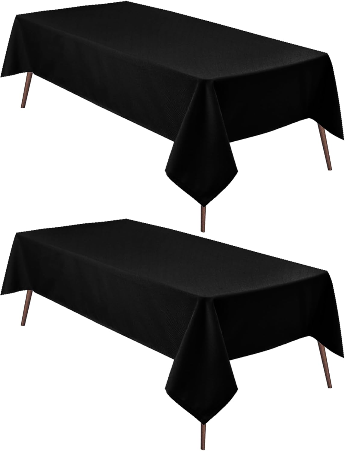 Hiasan 2 Pieces Black Tablecloth Rectangle - Waterproof and Wrinklr Resistant Washable Polyester Fabric Table Cloth for Dining Room and Outdoor Use, 60 x 84 Inch