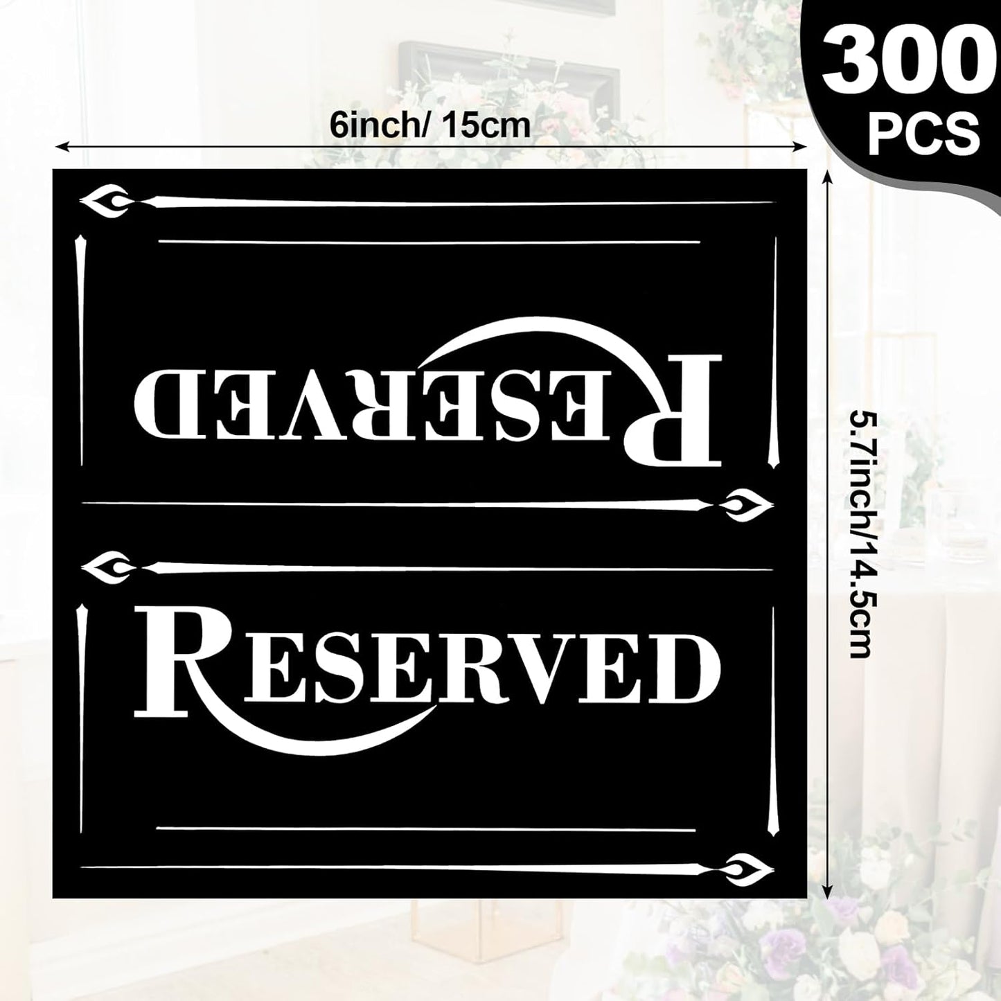 300 Pcs Paper Table Reserved Sign with Name Line Reserved Seating Signs Bulk Double Sided Signs for Reserving Seats Restaurant Wedding Reception Church Board Business Meeting (Black White)