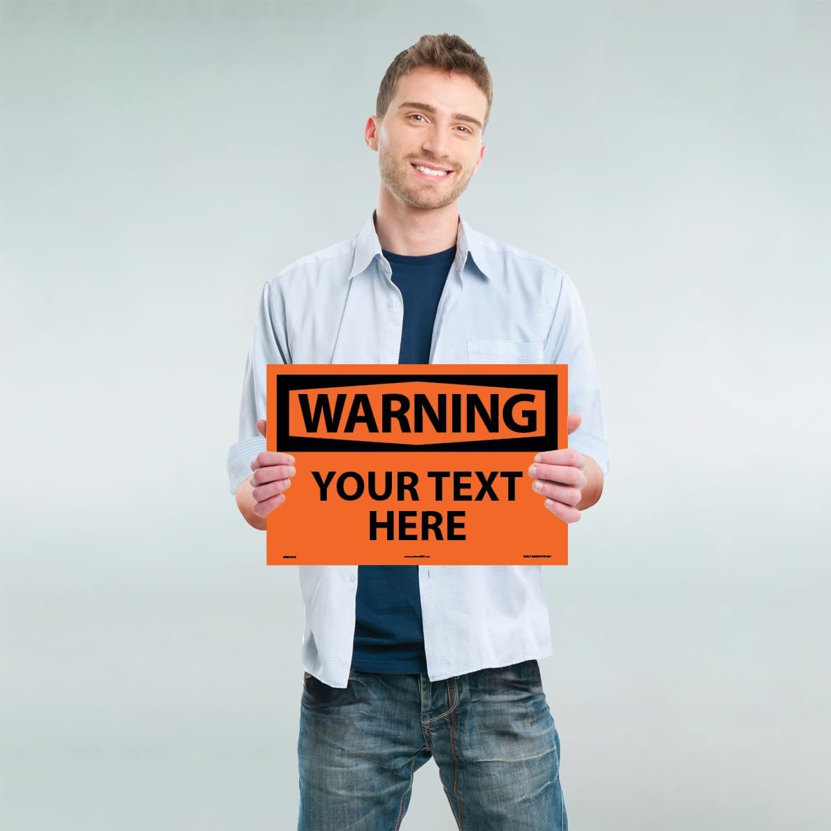 Custom OSHA Style Warning Sign 12" x 18" Adhesive Vinyl Sign, Customizable "Your Text Here", by AccuformNMC Made in USA