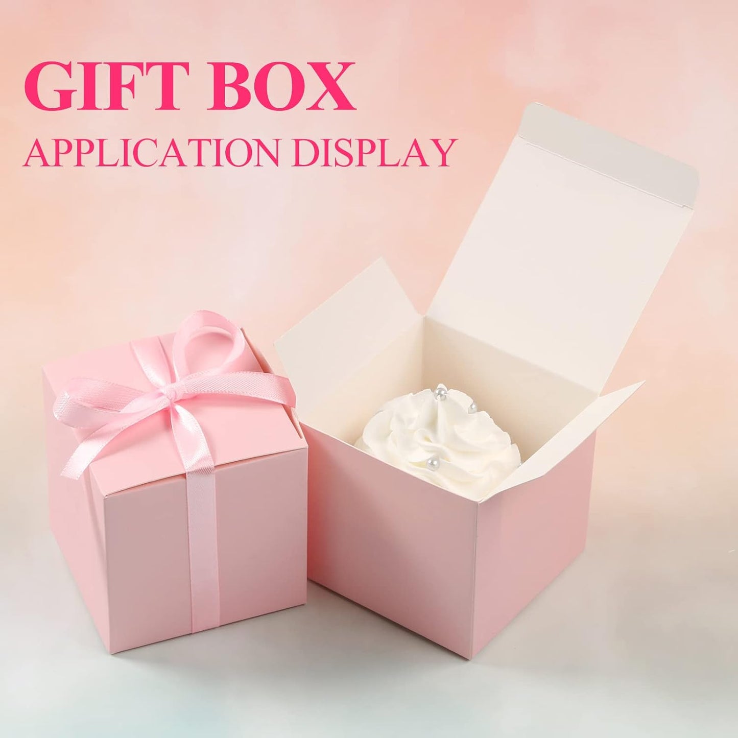 COTOPHER 60pcs Small Gift Boxes, Favor Boxes 2x2x2 inches Paper Gift Boxes with Ribbons Candy Box for Wedding Favors Baby Shower Bridal Shower Birthday Party (60pcs 2x2x2, Pink)