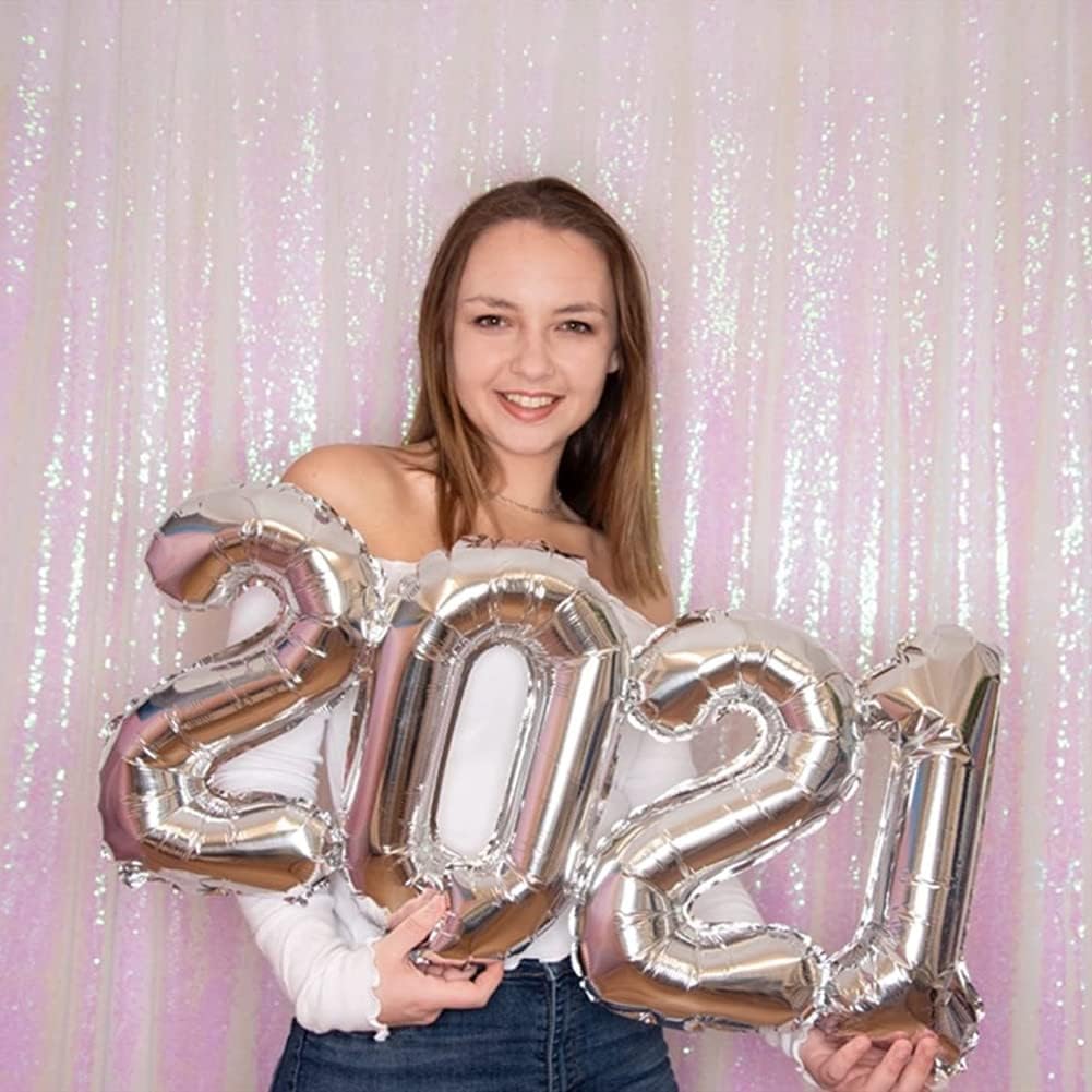 Poise3EHome 7FT x 7FT Iridescent Sequin Photography Backdrop Curtain for Party Decoration, Iridescent