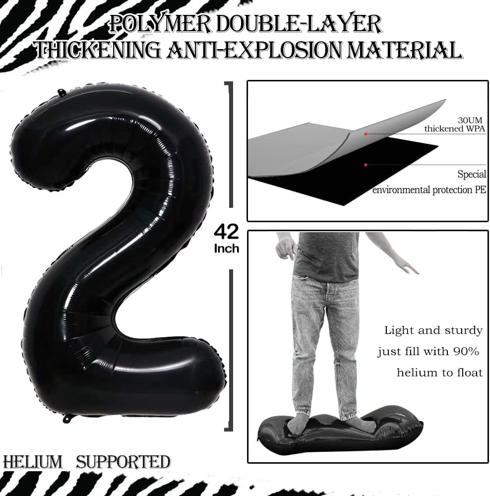 GOER Number 20 Balloons for 20th Birthday Party Decorations,42 Inch Jumbo Foil Helium Balloons for 20th Anniversary (Black)