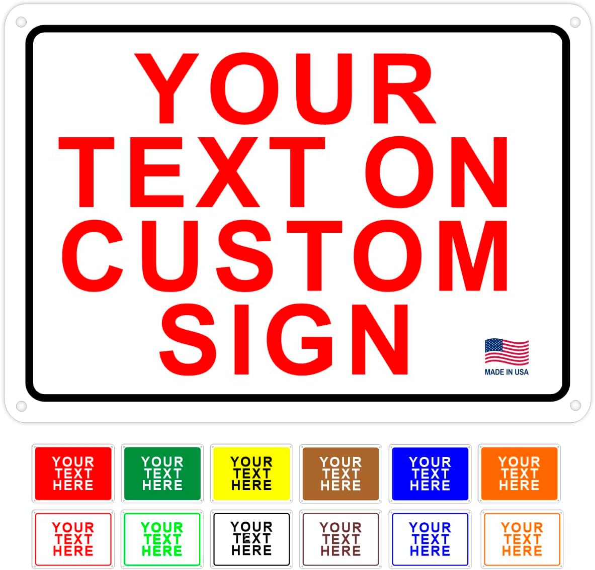 Custom Signs Outdoor Metal for Home Office Business, Personalized, Door, Porch, Delivery, Man Cave, Shop, Garage, Street. For Outside or Inside Use. Our Metal Signs Are UV Printed Solid Aluminum (Border, 10x7 inches)