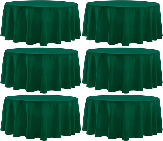 Round Tablecloth 6 Pack 108 Inch Dark Green Tablecloths Washable Decorative Linen Polyester Table Clothes Cover for Dining Table Banquets Buffet Parties and Wedding