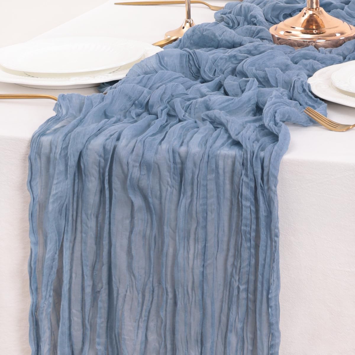 Dusty Blue Table Runner Cheesecloth Table Runner 4 Pack 10FT Farmhouse Table Runners 120 Inches Fall Table Decor Dining Room Centerpiece Wedding Boho Baby Shower Birthday