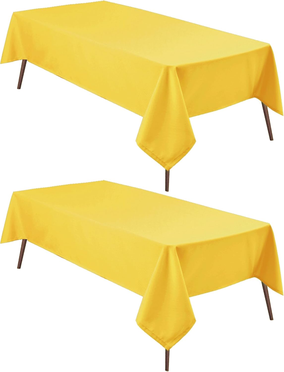 Hiasan 2 Pieces Yellow Square Tablecloth - Spillproof and Waterproof Washable Table Cloth for Dining Room Kitchen Camping, 54 x 54 Inch