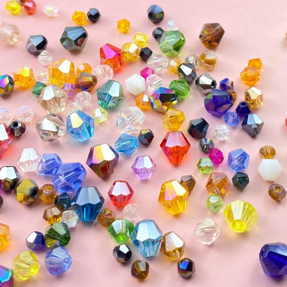 250pcs 6mm Bicone Crystal Glass Beads Loose Spacer Beads Faceted Craft Beads for Jewelry Making DIY Necklace Bracelet Earring Wind Chimes Suncatchers Ornamen(Lemon Yellow AB)