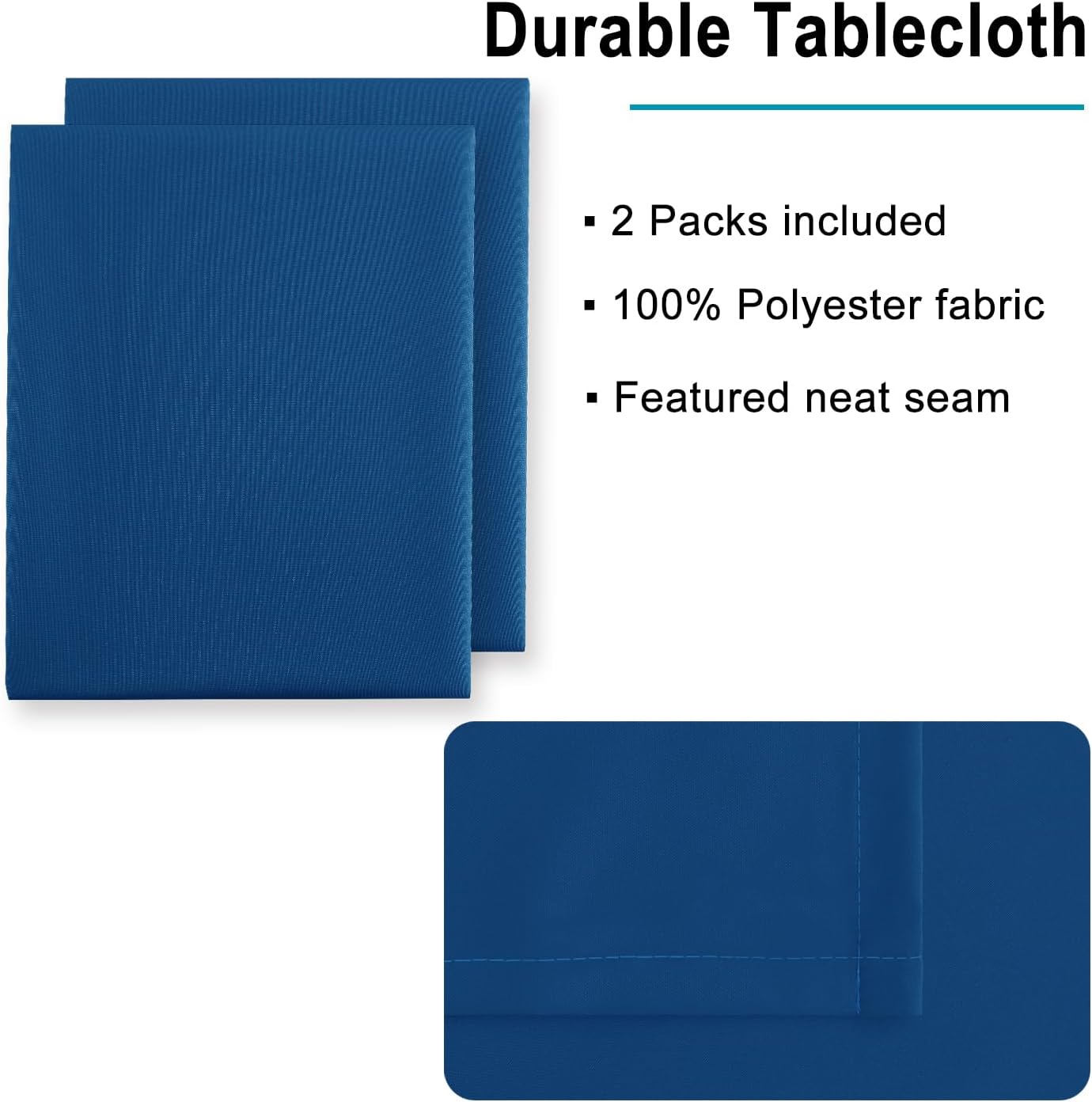 Hiasan 2 Pieces Royal Blue Tablecloth Square - Waterproof and Washable Fabric Table Cloth for Card Tables, 54 x 54 Inch
