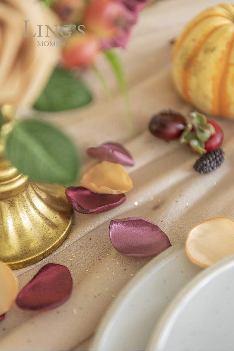 Ling's Moment Rose Petals, Silk Flower Petals for Wedding/Aisle/Flower Girl Baskets/Table Centerpiece Décor,etc.Burgundy Navy Gold 200pcs