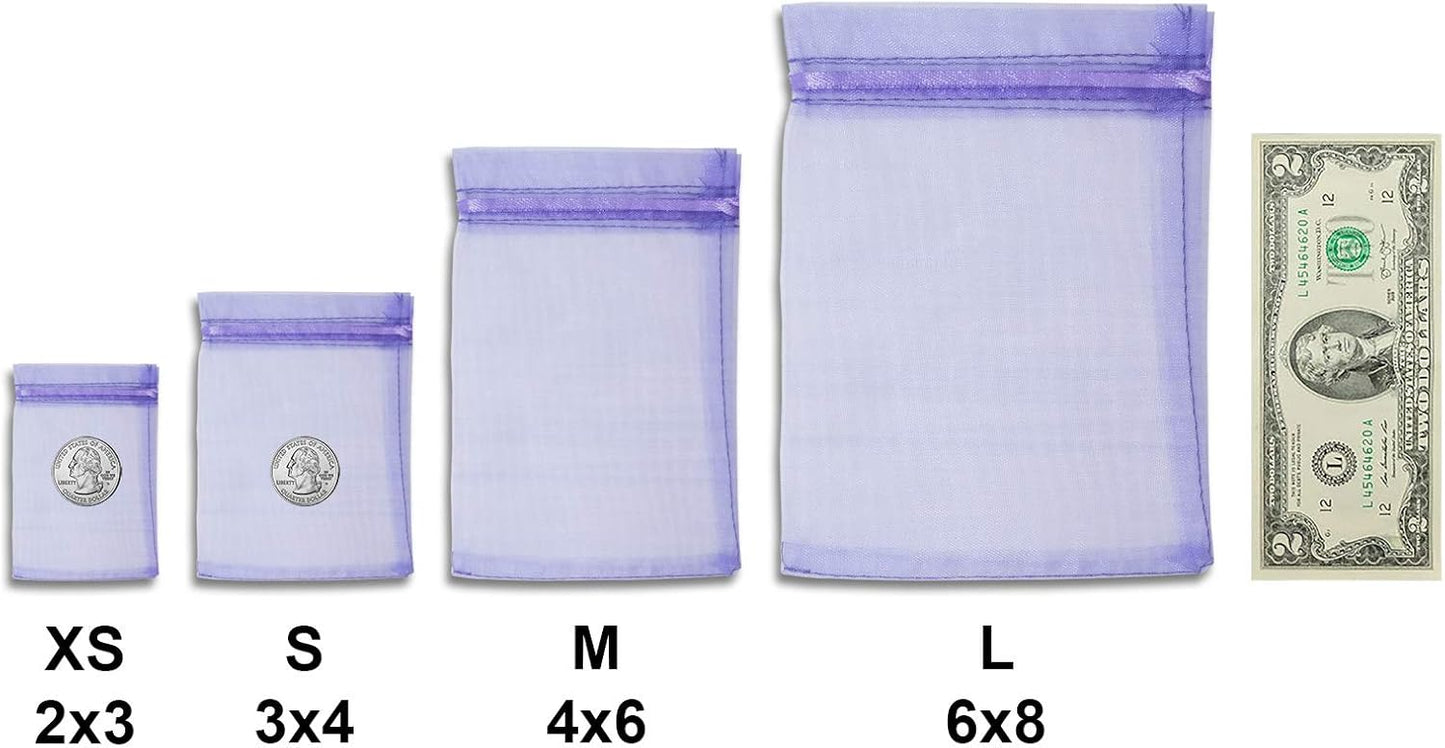 TheDisplayGuys 100-Pack 4x6 Lavender Sheer Organza Gift Bags with Drawstring, Jewelry Candy Treat Wedding Party Favors Mesh Pouch