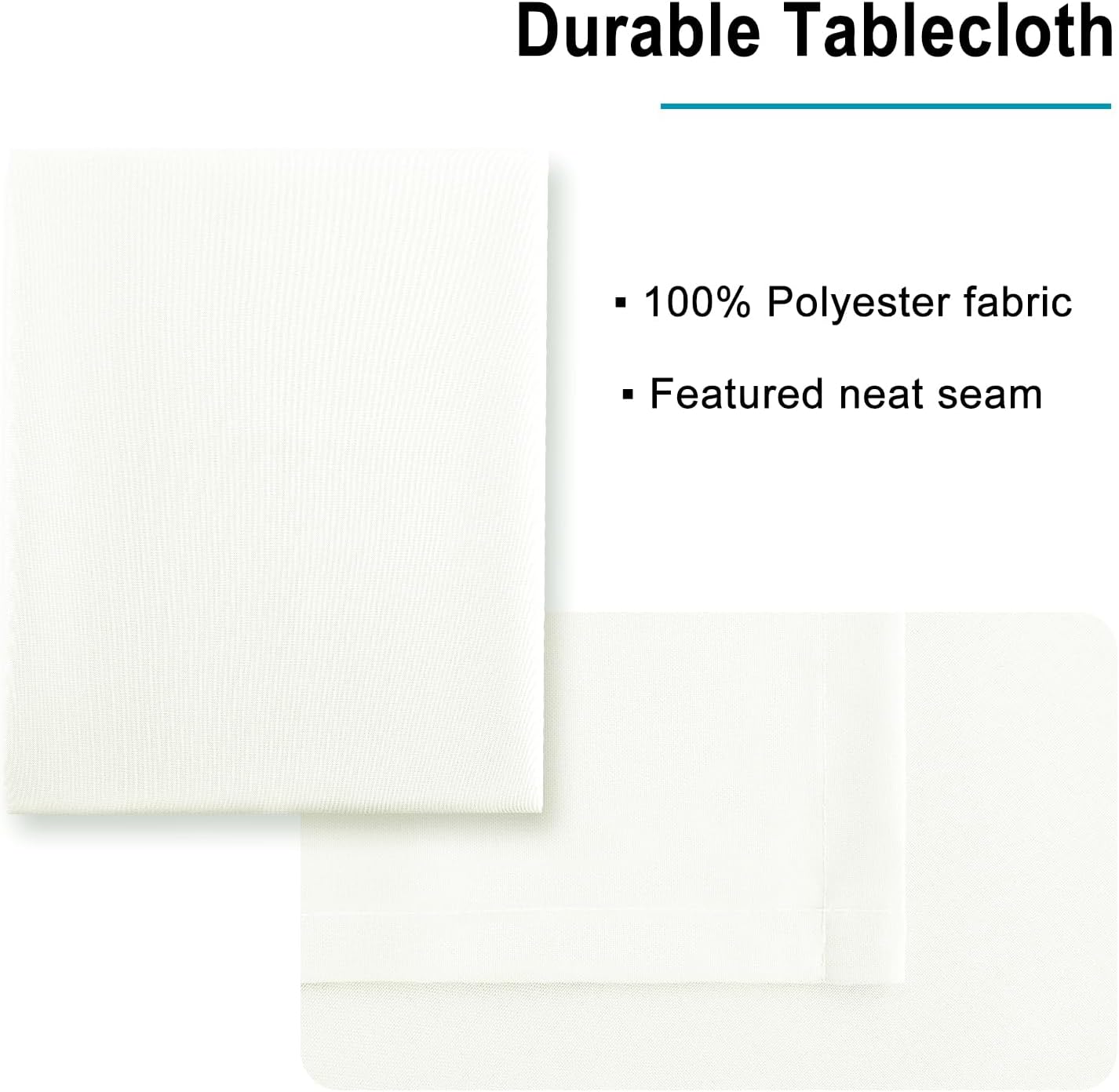Hiasan Ivory Tablecloth for Rectangle Tables - Waterproof and Spillproof Washable Fabric Table Cloth for Dining Room Kitchen, 70 x 108 Inch