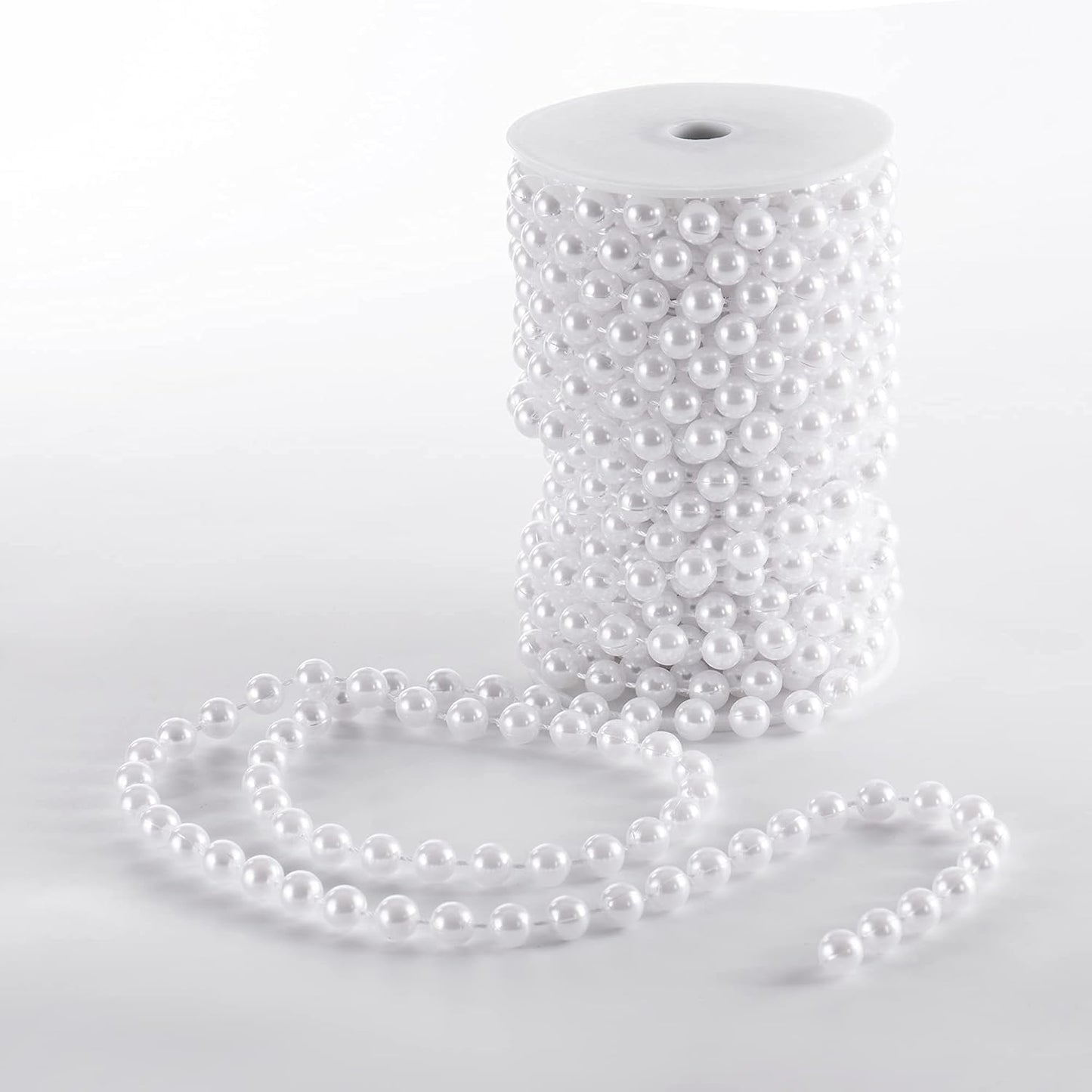 XINHUIDALSQ Craft String of Pearls 10 MM Faux Pearl Beaded, 33 Feet White Garland Bead String for Christmas Tree Decorations, Wedding Party Decoration (White, 10mm/10M)