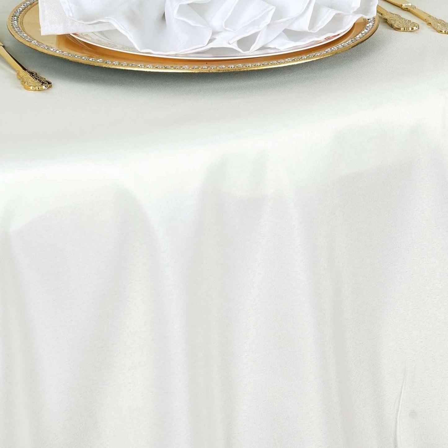 Efavormart Round Tablecloth, 120 Inch Stain & Wrinkle Resistant Washable Table Cloth, Decorative Polyester Fabric Table Cover for Banquet, Wedding, Dining - Ivory