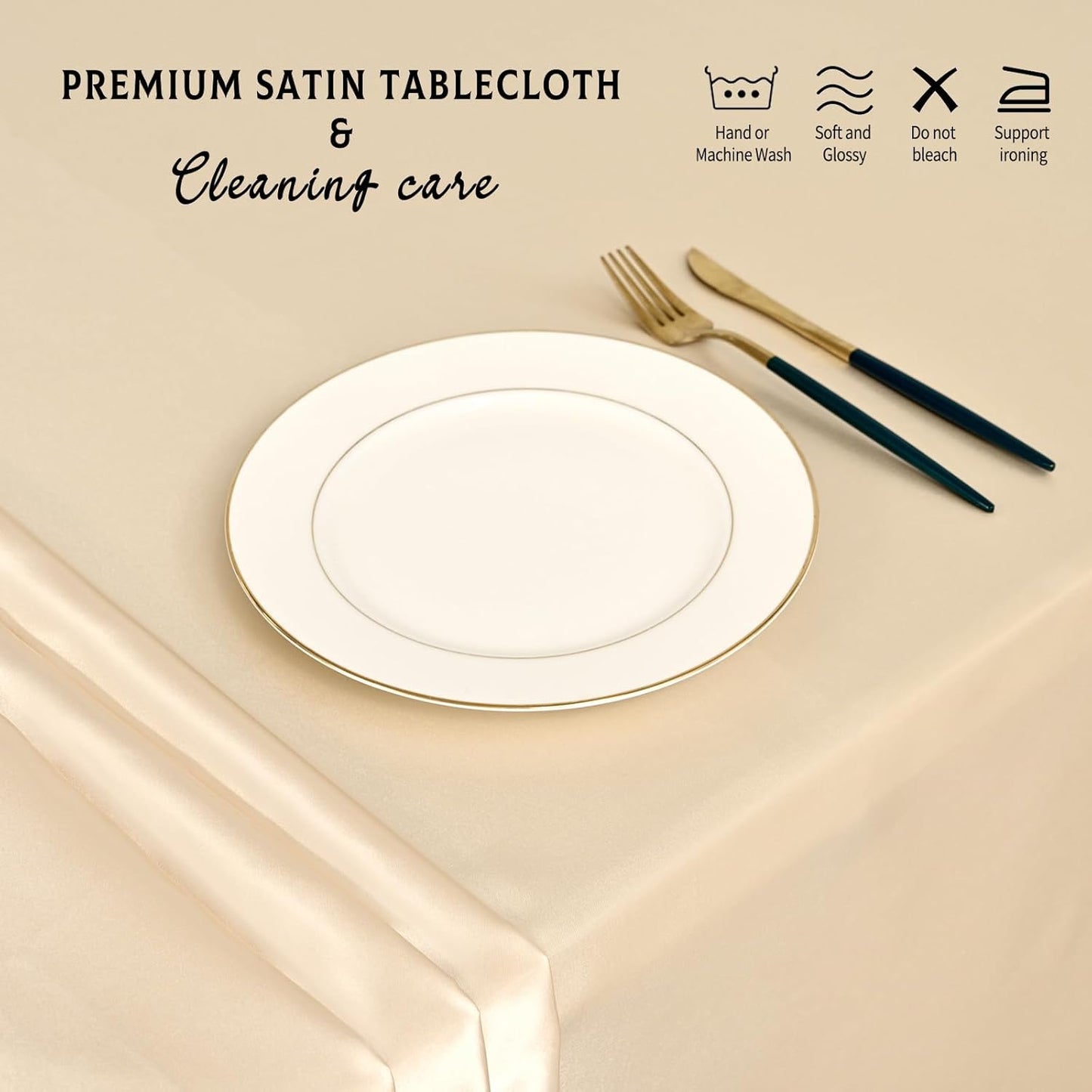 6 Packs Satin Tablecloth 57 x 108 Inch Champagne Rectangular Table Cloth Silk Tablecloth Smooth Fabric Overlay Satin Table Cover Decoration for Wedding Party Banquet Events