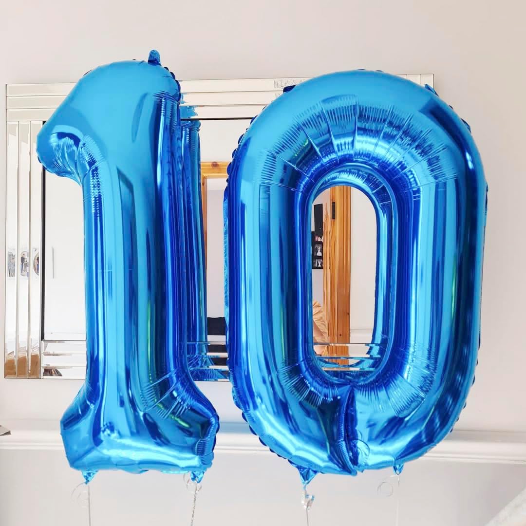 Blue 6 Balloon Number,40 Inch Number 6 Balloon Big Blue 6 Foil Mylar Helium Balloon for Birthday Party Decorations