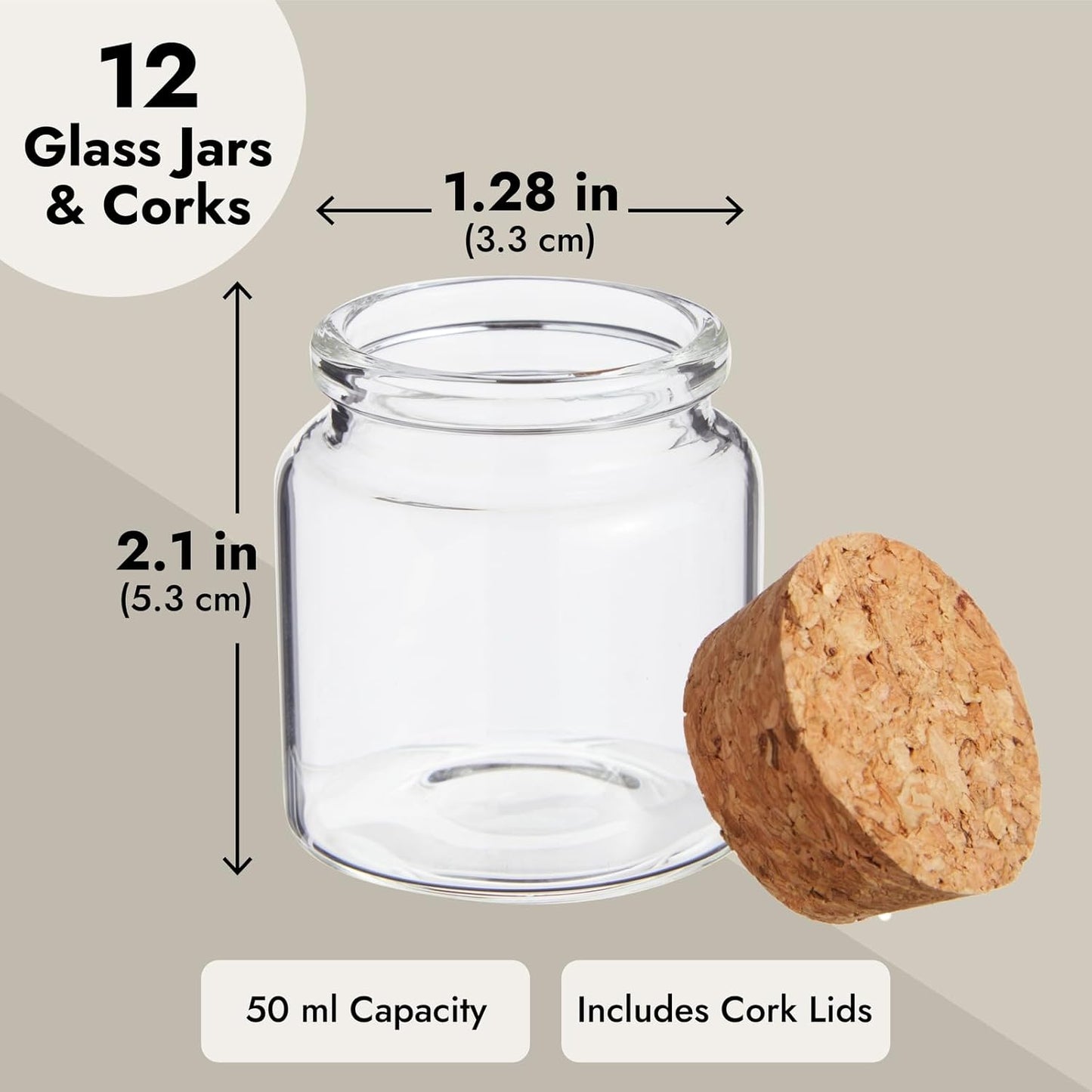 Bright Creations Spell Jars - 50ml, Clear, 12 Pack - Mini Glass Jars with Cork Lids & Apothecary Bottles for DIY Witchcraft, Bridal Shower Favors & Wedding Party Favors for Guests