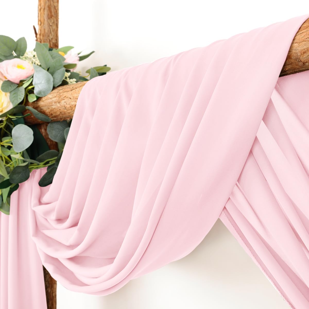 Wedding Arch Draping Fabric 1 Panel 30'' x 18FT Blushing Pink Sheer Chiffon Arch Drapery for Photo Booth Bridal Shower Baby Shower Church Decor Newborn Photography Christening Outdoor Party