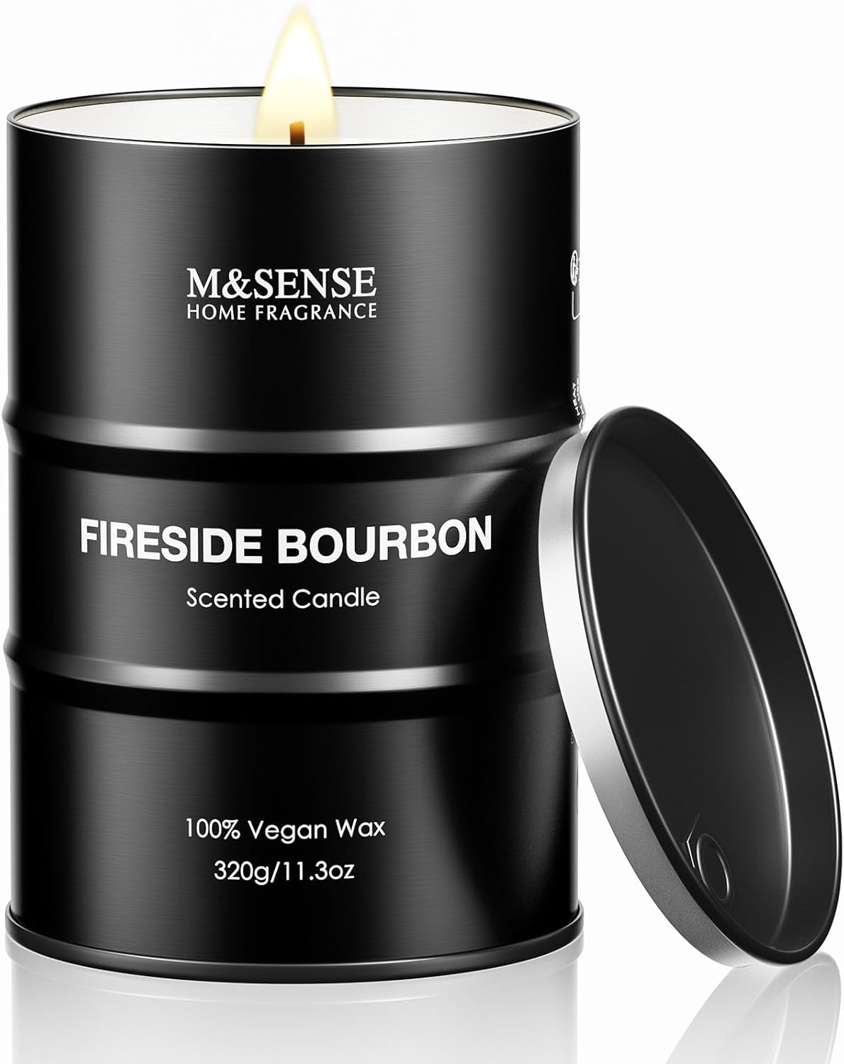 M&SENSE Scented Candle, Fireside Medium Jar Candle Gifts for Men, 70 Hours Slow Burning Natural Soy Candles 11.3oz, Stress Relief Aromatherapy Candles Home Decor, Valentines Day Gifts for Him