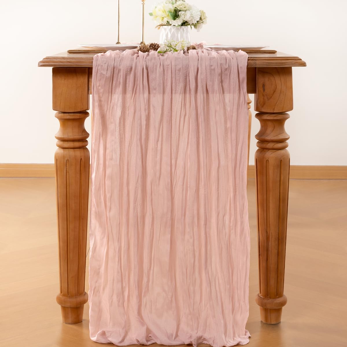 Dusty Pink Table Runner Cheesecloth Table Runner 14FT Farmhouse Table Runners 160 Inches Fall Table Decor Dining Room Centerpiece Wedding Boho Baby Shower Birthday