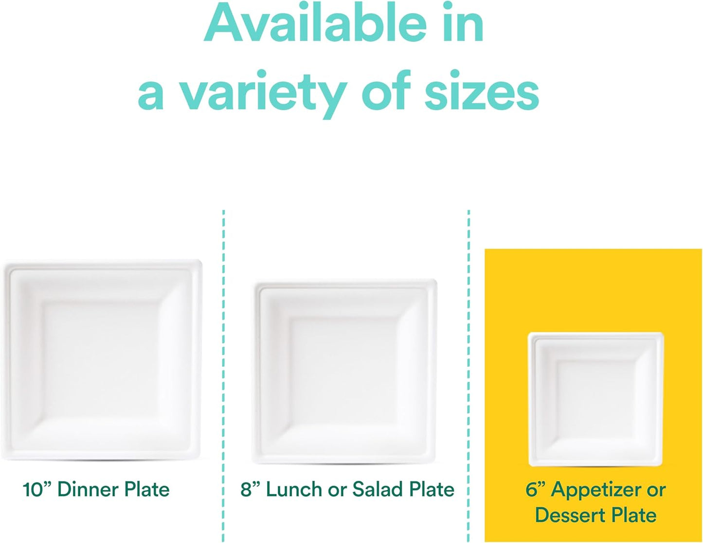 ECO SOUL Compostable Paper Plates 6 Inch (100 Count) Heavy Duty Disposable Dessert Plates, Eco-Friendly Sugarcane Bagasse Small Plates For Appetizer- White