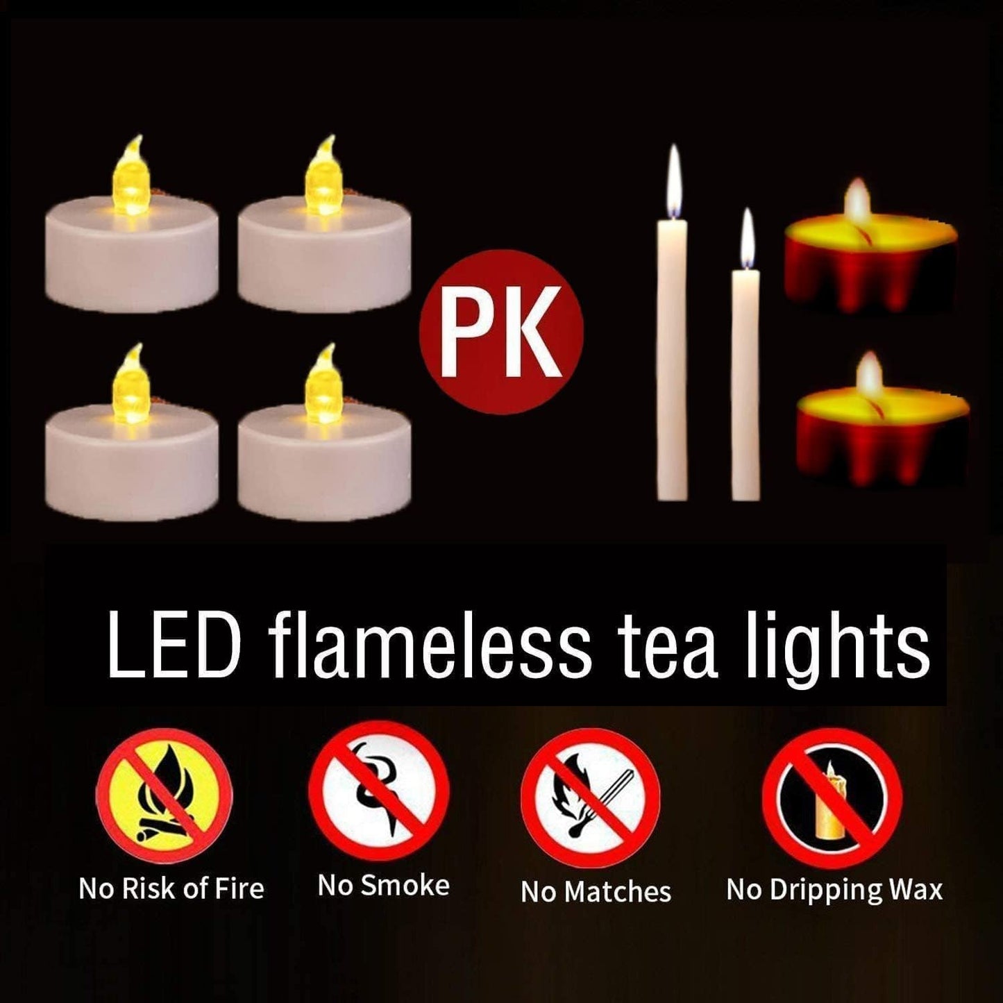 LED Tea Lights Candles- 12PACK Warm Yellow Flameless Candles Realistic and Bright Flickering Long Lasting 200Hours for Holiday Celebration,Party,Home Decoration,Battery Operated