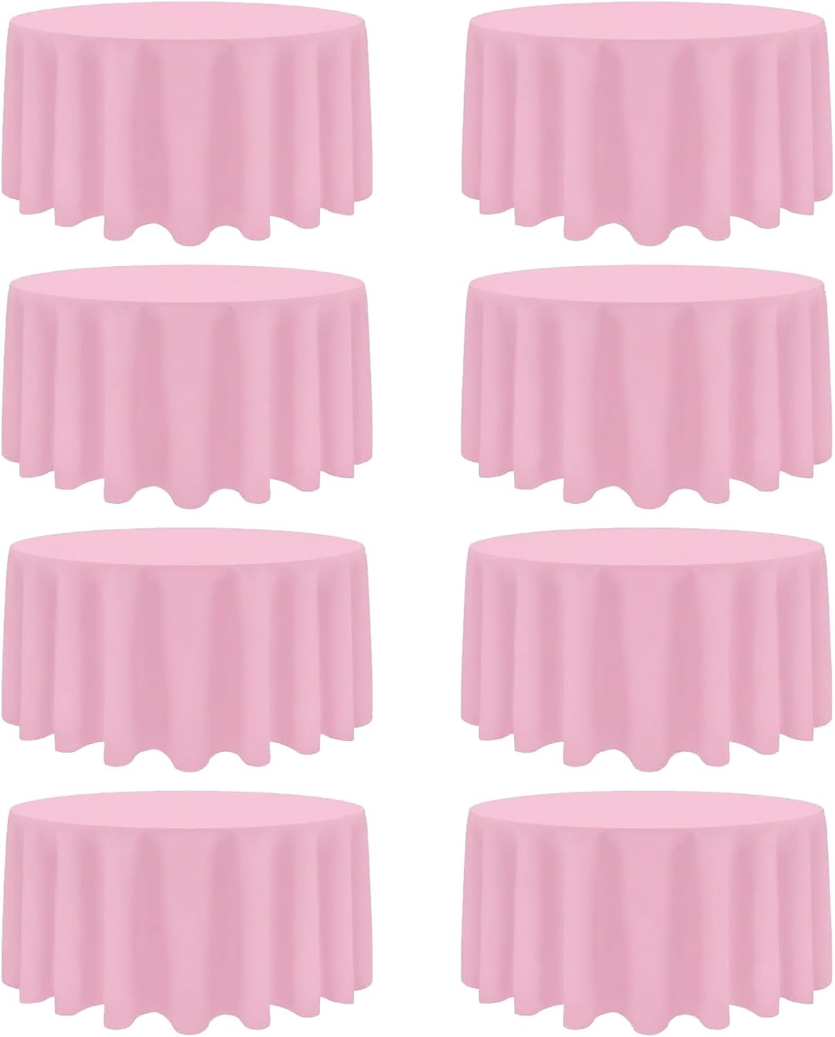 8 Pack Pink Round Tablecloth 120 Inch Stain and Wrinkle Resistant Round Pink Table Cloth Reusable and Washable Polyester Fabric Table Covers for Buffet Wedding Party and Banquet