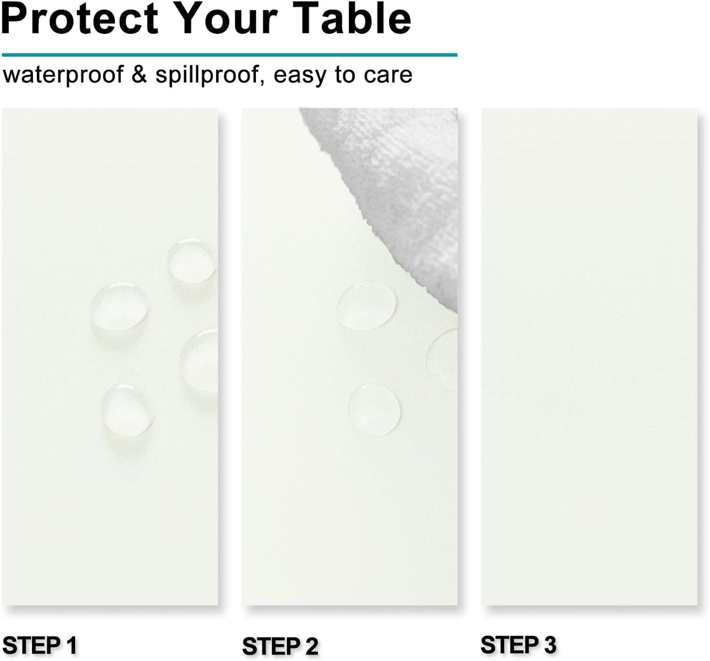 Hiasan Ivory Tablecloth for Rectangle Tables - Waterproof and Spillproof Washable Fabric Table Cloth for Dining Room Kitchen, 60 x 140 Inch