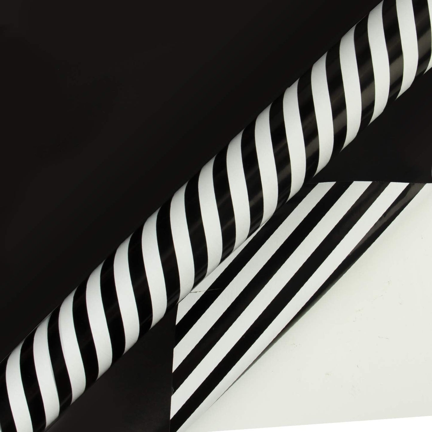 WRAPAHOLIC Reversible Wrapping Paper - Mini Roll - 17 Inch x 33 Feet - Black and Stripes Design for Christmas, Birthday, Holiday, Wedding, Baby Shower