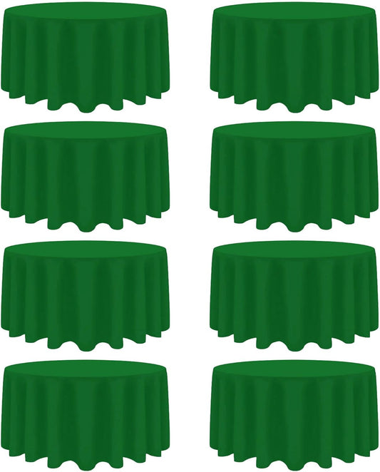 8 Pack Green Round Tablecloth 120 Inch Stain and Wrinkle Resistant Round Green Table Cloth Reusable and Washable Polyester Fabric Table Covers for Buffet Wedding Party and Banquet