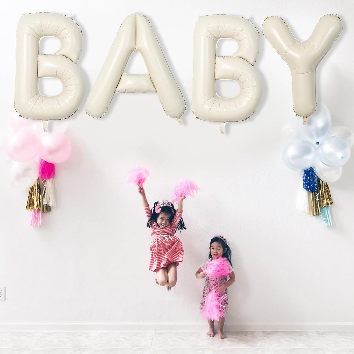 N Letter Balloons Cream, 40 Inch Alphabet Foil Word Balloon, Large Mylar Inflatable Beige Name Letters, Big Helium Custom White for Women Birthday Party Decoration Supplies