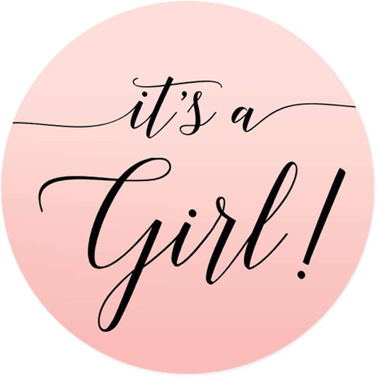 Andaz Press Blush Pink Rose Elegant Party Baby Shower Collection, Round Circle Label Stickers, It's a Girl!, 40-Pack, Favors Decor Envelope Seals