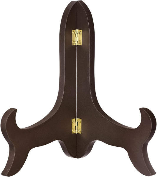 uxcell 10" Easel Plate Holder, Wooden Folding Display Stand Brown for Decorative Picture Frame