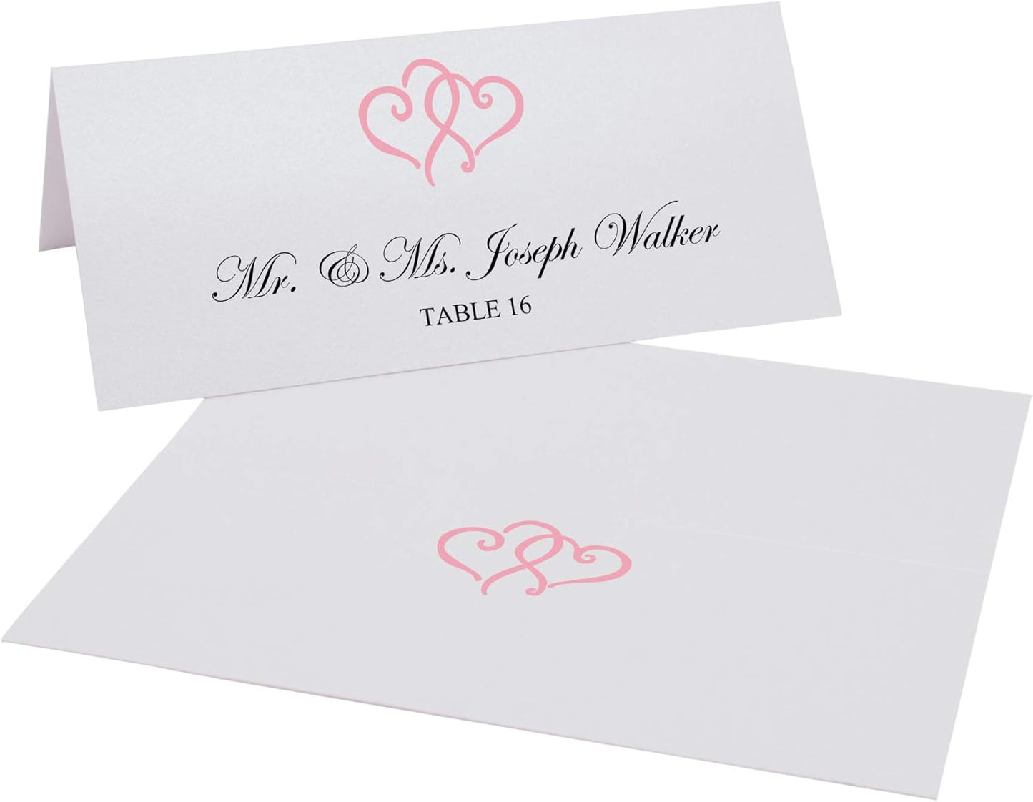Linked Hearts Printable Place Cards, Pink (Choose Color), Set of 60 (10 Sheets), Laser & Inkjet Printers - Wedding, Party, Dinner, and Special Events - Made in the USA