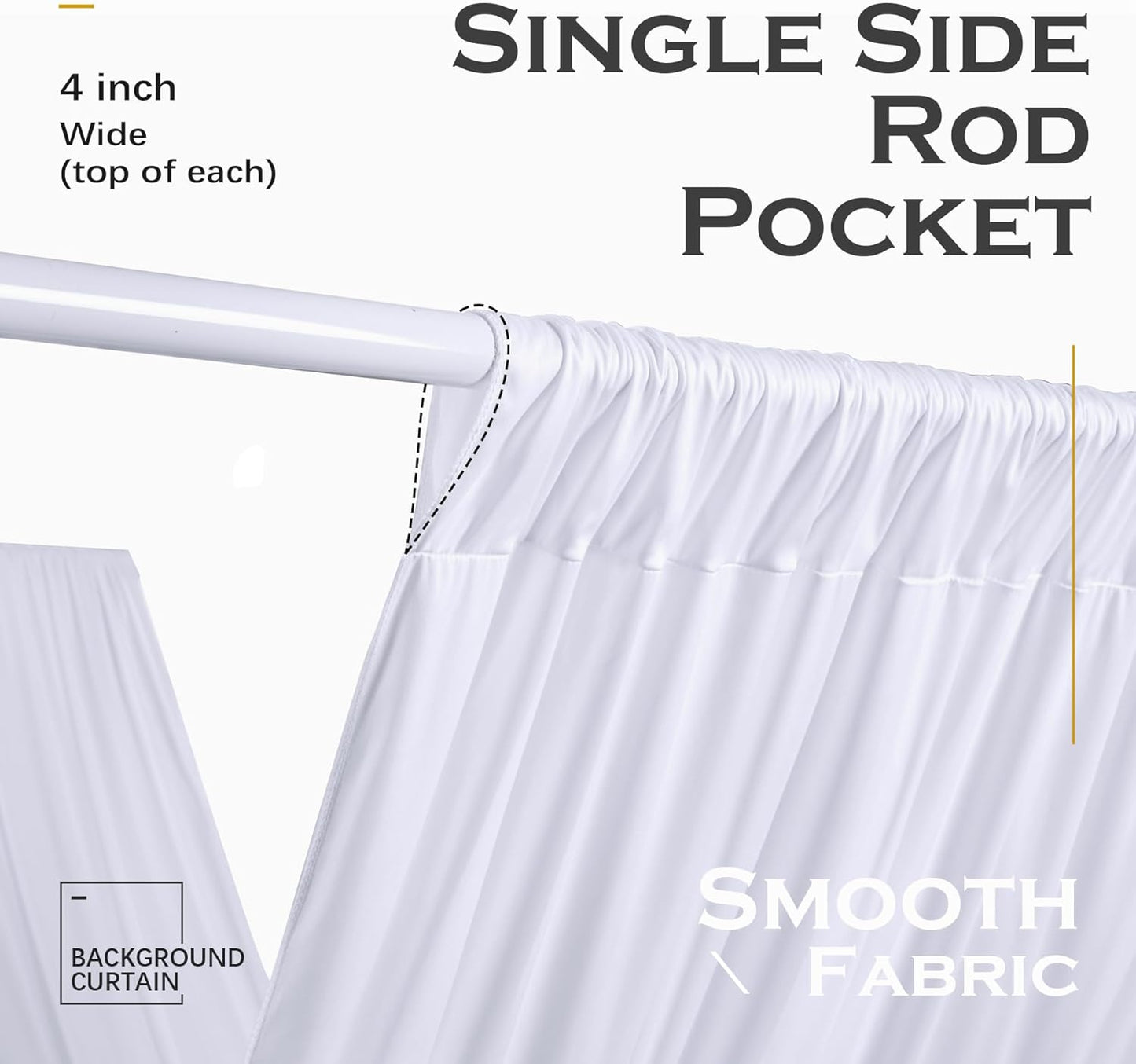 PartyVillage 6 Panels 5ftx30ft White Ceiling Drapes for Wedding Parties – 30 FT Extra Long Thick Polyester Wrinkle-Free Drapery Tent Decor Decorations for Birthday Party Ceremony Stage Swag