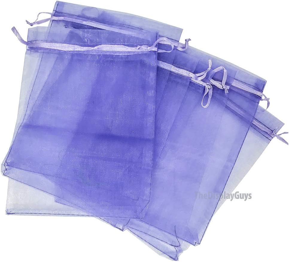 TheDisplayGuys 100-Pack 3x4 Lavender Sheer Organza Gift Bags with Drawstring, Jewelry Candy Treat Wedding Party Favors Mesh Pouch