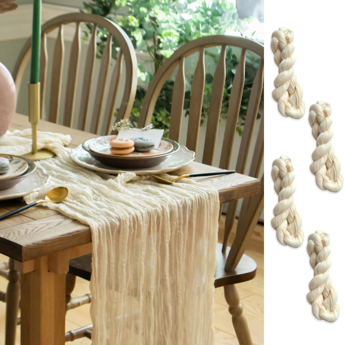 Ivory Cheesecloth Table Runner 141 inches Long Cream Gauze Table Runner for Bohemian Wedding Baby Shower Decorations or Bridal Shower Décor