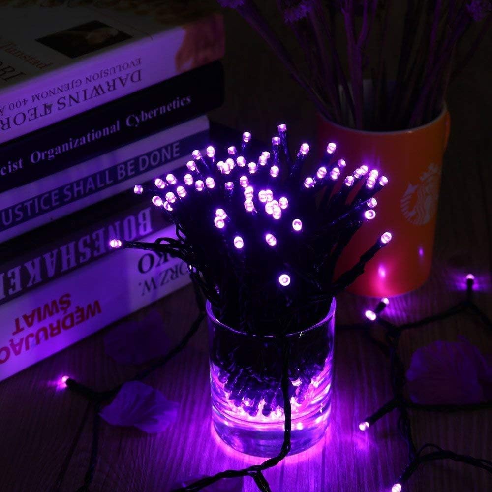 Toodour Solar Christmas Lights Outdoor, 2 Packs Total 144ft 400 LED Solar String Lights with 8 Mode, Outdoor Christmas String Light for Garden, Patio, Fence, Balcony, Xmas Tree Decor - Purple