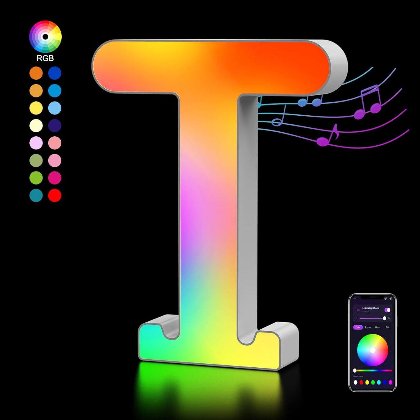 OJQ Light Up Letters LED Letter - Marquee Letters Room Decor Alphabet Letter Music Sync Color Change Colorful - Christmas Birthday Gifts for Girl - Teen Girls Gifts Party Home Wall Decor