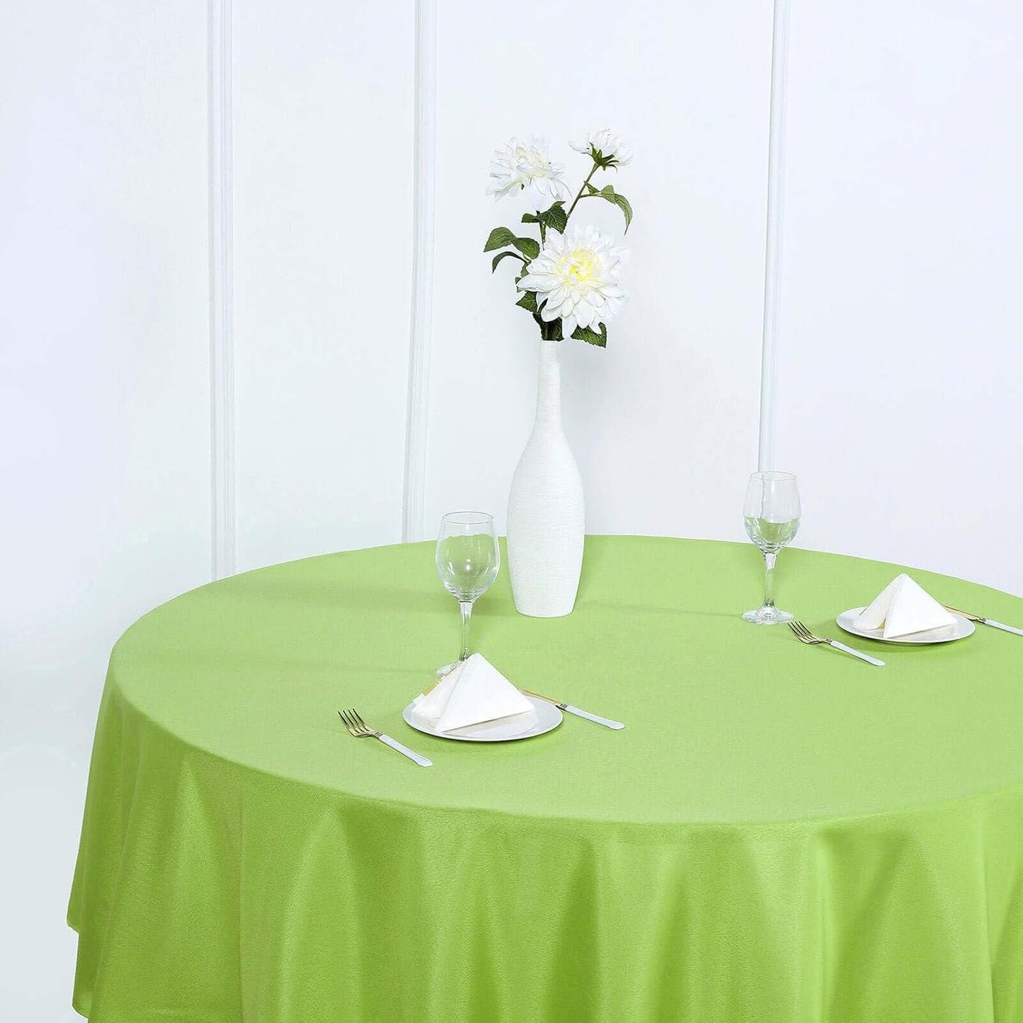 Efavormart Round Tablecloth, 90 Inch Stain & Wrinkle Resistant Washable Table Cloth, Decorative Polyester Fabric Table Cover for Banquet, Wedding, Dining- Green