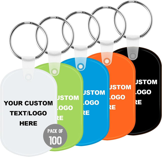 Custom Oval Soft Keychains 100 Pack, Personalized Logo, Text Bulk - Perfect for Tradeshows, Party Favors, Campaign Gifts - Customizable Key Tags