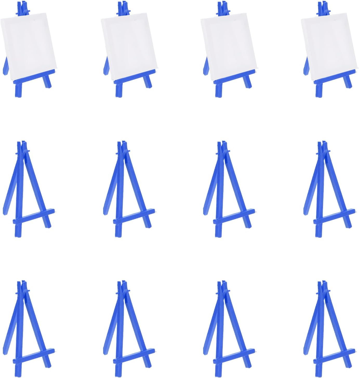 MECCANIXITY Mini Plastic Display Easels, 6.3"x3.4"A-Frame Plastic Painting Tabletop Easels Holder Stand for Photos Cards Artists Beginners Displaying Small Canvases Art(Pack of 12, Blue)
