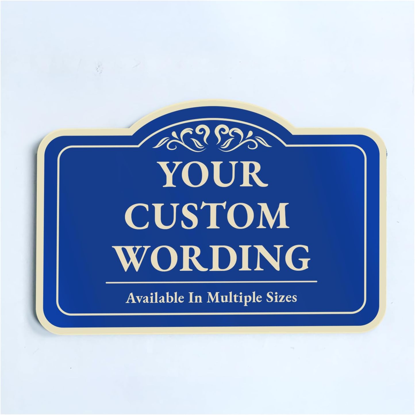 Custom Decorative Outdoor Metal Sign - Personalized Aluminum Driveway Sign, Waterproof, Made In USA - Design 1 Blue Steel 10x7 In