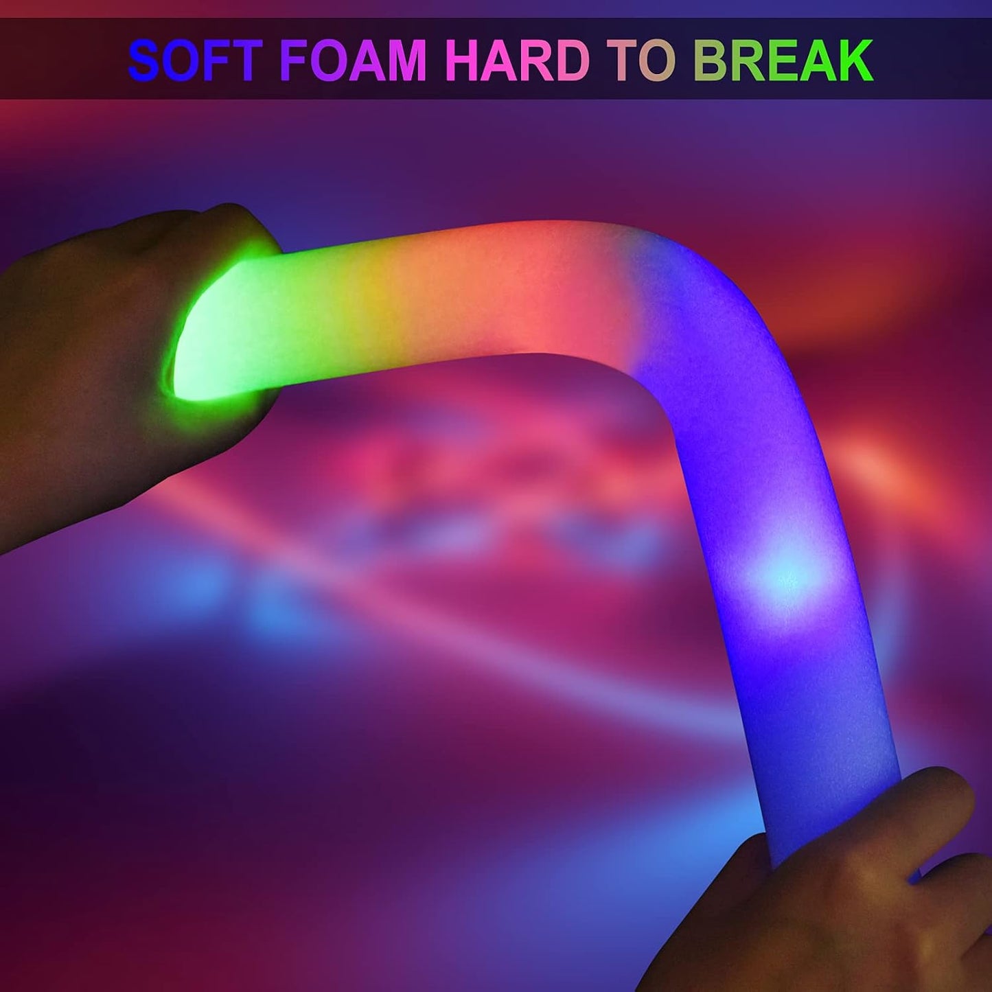 LifBetter 112 pcs Glow Foam Sticks, LED Glow Sticks 3 Modes Colorful Flashing, Foam Glow Sticks Bulk, Glow In The Dark Party Supplies for Weddings Parties Festivals Raves Concerts Sporting Events