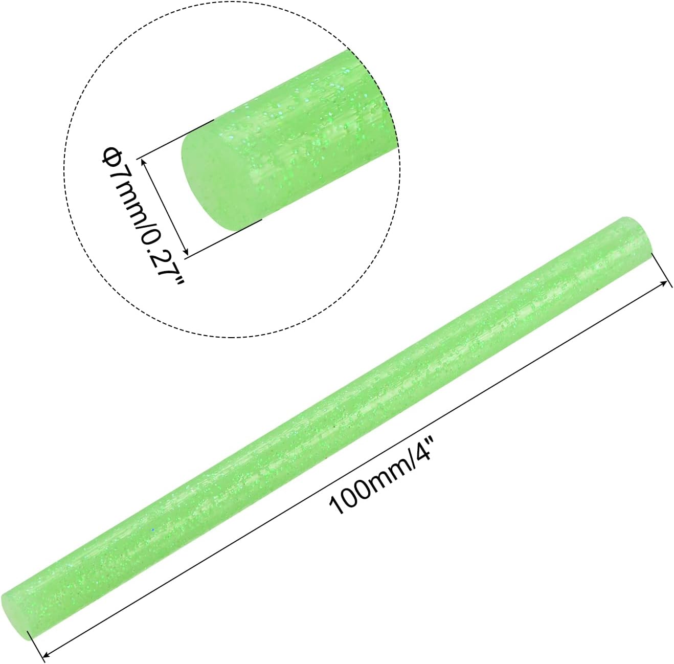 uxcell 20pcs Hot Glue Sticks for Glue Gun 7mm/0.27-inch x 4-inch Mini Hot Melt Adhesive Glue Stick Glitter Light Green