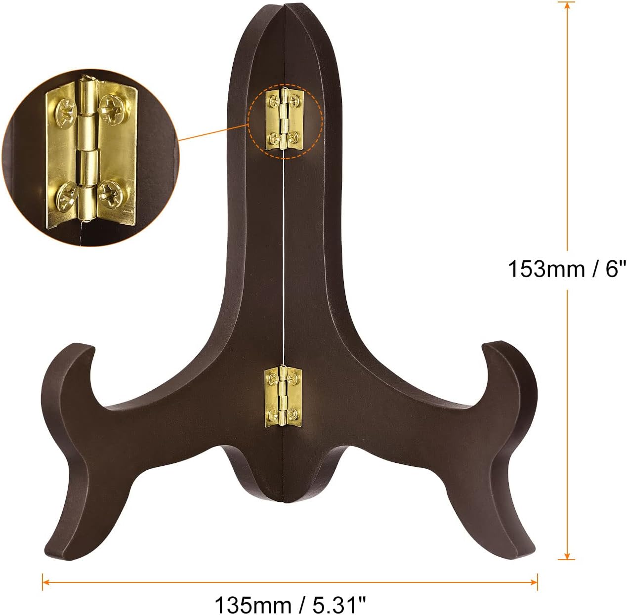 uxcell 6" Easel Plate Holder, Wooden Folding Display Stand Brown for Decorative Picture Frame