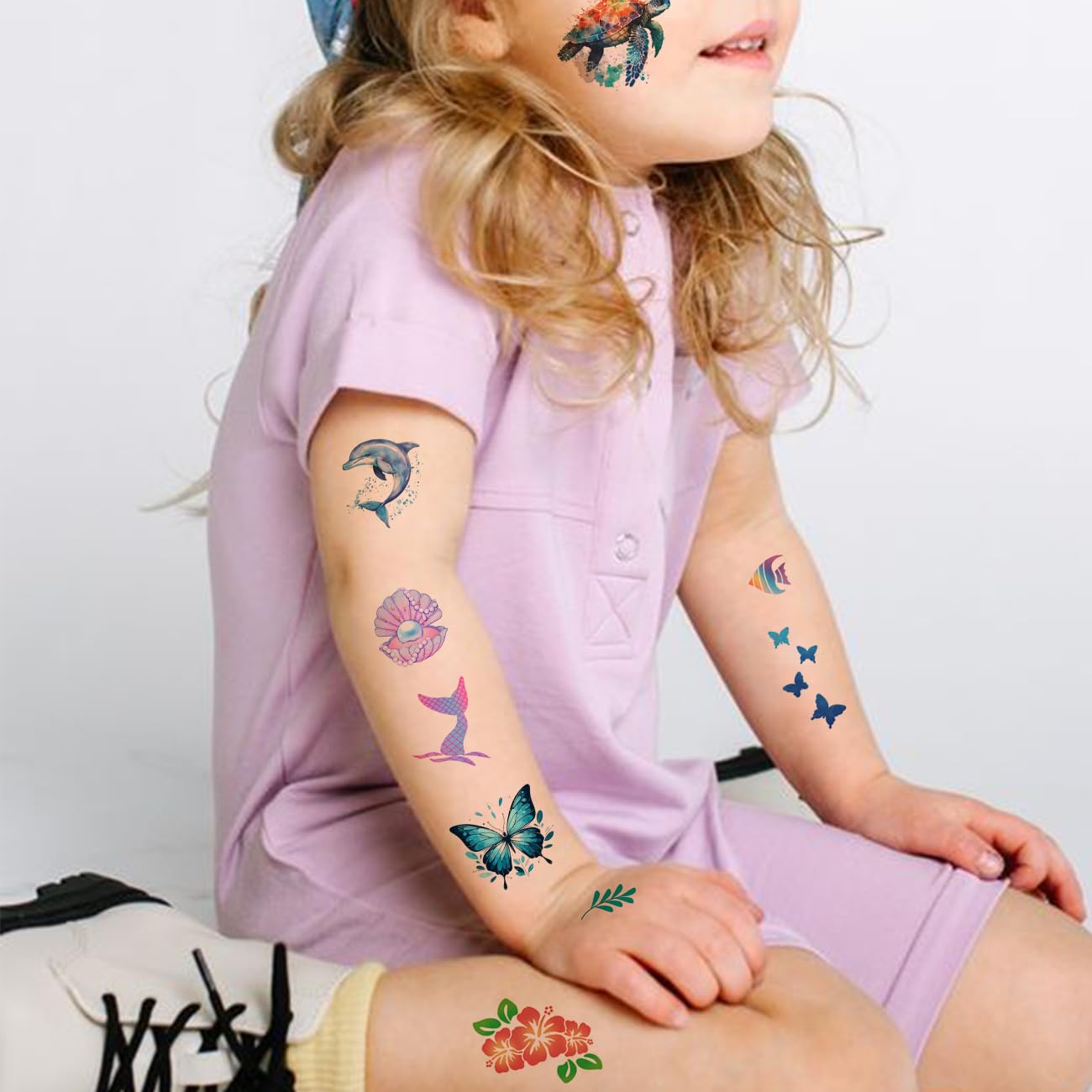 Temporary Tattoos for Kids - 320 Mixed Styles (36 Sheets) Tattoo Stickers Set for Boys and Girls, Car Dinosaur Hawaii Mermaid Watercolor Animals Tattoos for Kids Birthday Party Supplies