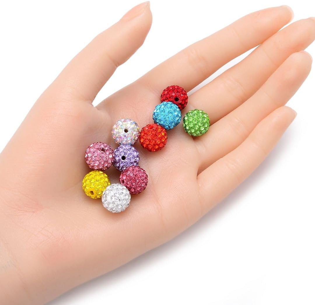 100pcs Adabele Grade A Suncatcher Crystal Rhinestone Pave Loose Beads 12mm Sun Orange Polymer Clay Disco Ball Spacers Compatible with Shamballa All Craft Jewelry Making DB12-12