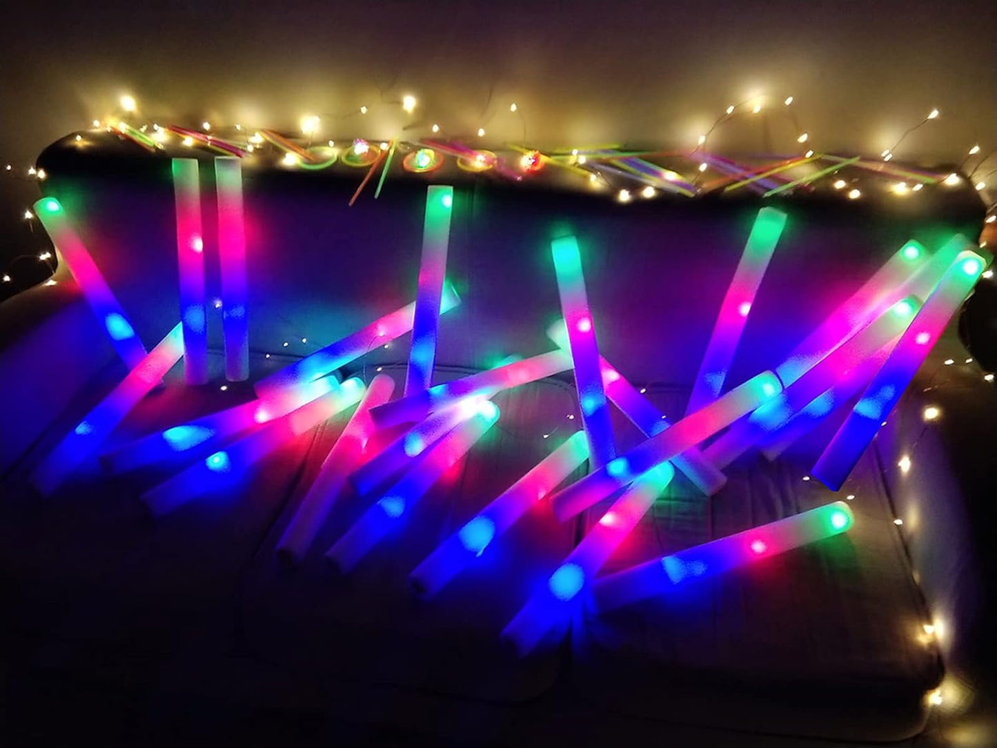 Glow Sticks Bulk-12 Pcs Light up Foam Sticks with 3 Modes Colorful Flashing Effect, Led Lights Glow in The Dark Party Supplies for Wedding Concert Raves Halloween Christmas