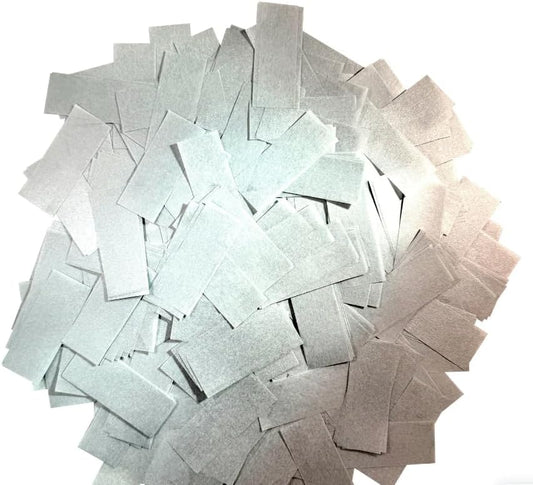 Ultimate Confetti, Silver Shimmer Biodegradable Confetti - Rectangular Flame-Resistant and Slow-Falling Tissue Paper Confetti for Cannon and Launcher use – Best for Celebrations - 1 lb, 16 oz