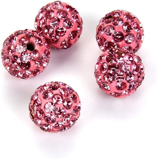 100pcs Adabele Grade A Suncatcher Crystal Rhinestone Pave Loose Beads 12mm Rose Pink Polymer Clay Disco Ball Spacers Compatible with Shamballa All Craft Jewelry Making DB12-3